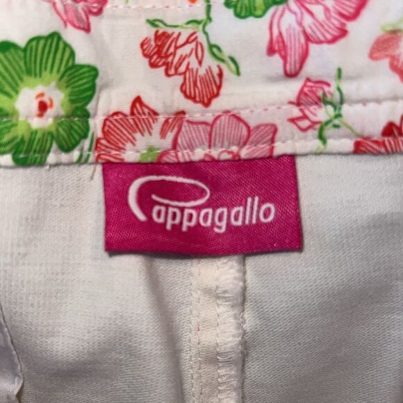 Cappagallo white cotton blend pants with hot pink trim size 16 - Picture 9 of 10